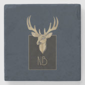 Gold Deer Head Steinuntersetzer (Vorderseite)