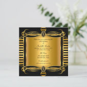 Gold Deko Black Stripe Pearl Birthday Party Einladung (Stehend Vorderseite)