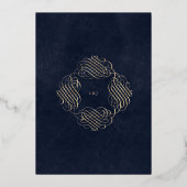 Gold Deko Ornament Wedding Folieneinladung (Rückseite)