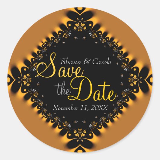 Gold Delicate Lace Save the Date Sticker (Vorderseite)
