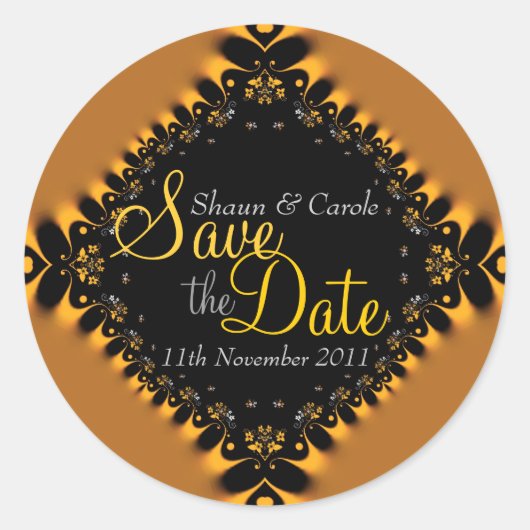 Gold Delicate Lace Save the Date Sticker (Vorderseite)