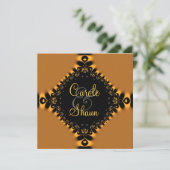 Gold Delicate Lace Wedding Einladung (Stehend Vorderseite)