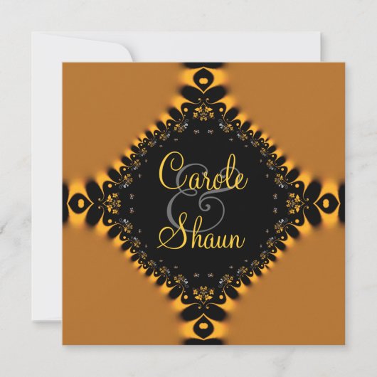 Gold Delicate Lace Wedding Einladung (Vorderseite)