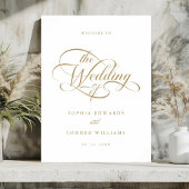 Gold Delikate Elegante Hochzeit Begrüßungszeichen Poster
