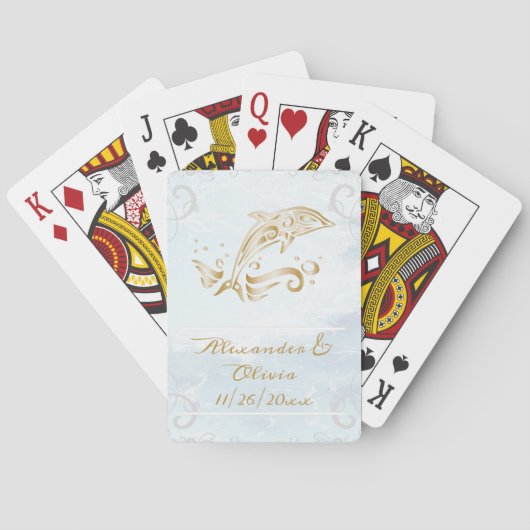 Gold Delphin Gastgeschenk Hochzeit Card Deck Spielkarten (Rückseite)