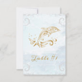 Gold Delphin Wedding Table Card Einladung (Vorderseite)