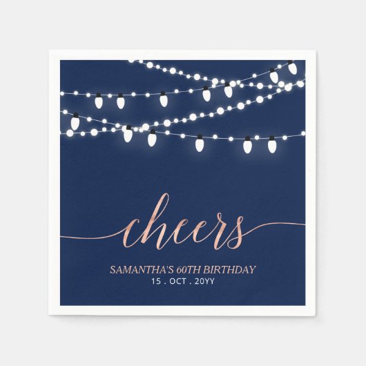 Gold der Marine und der Rose | Elegante Erwachsene Serviette (Vorderseite)