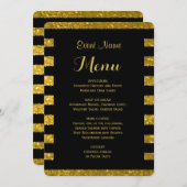 Gold des Abendessen-Menü-| und schwarze Streifen Menükarte (Vorne/Hinten)