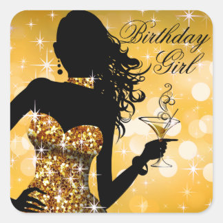 Gold des Bombe Bling Glitzer-Party-Kleid | Quadratischer Aufkleber