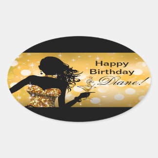 Gold des Bombe Bling Glitzer-Party-Kleiderovals | Ovaler Aufkleber