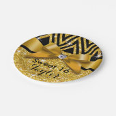 Gold des Glitzer Zickzack Bling Diamant-Bogens | Pappteller (Schrägansicht)