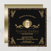 Gold des RN-Krankenschwester-Abschluss-Party-|, Einladung (Vorne/Hinten)