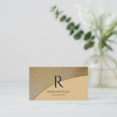 Gold Design, Name & Monogram, QR code Visitenkarte (Stehend Vorderseite)