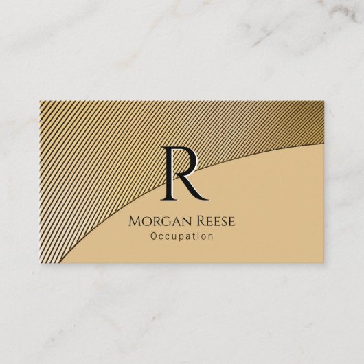 Gold Design, Name & Monogram, QR code Visitenkarte (Vorderseite)