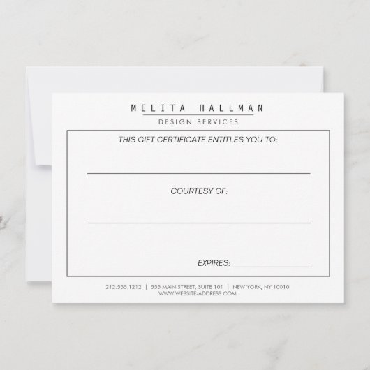 Gold Designer-Geschenkgutschein (Rückseite)