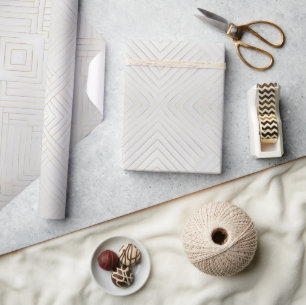 Gold Diagonal Grid Pattern Modernes Luxus Geschenkpapier