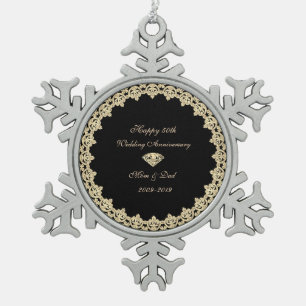 Gold Diamant 50. Hochzeitstag Schneeflocken Zinn-Ornament