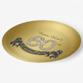 Gold Diamant 60. Geburtstagsfeier Pappteller (Schrägansicht)