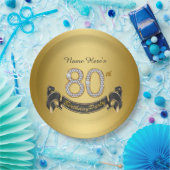 Gold-Diamant 80. Geburtstagsfeier Pappteller (Party)