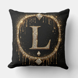 Gold Diamant Buchstabe L Monogramm Persönlicher An Kissen