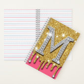 Gold-Diamant-Initial M Rosa Hintergrund Geschenkid Notizblock (Innen)