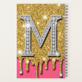 Gold-Diamant-Initial M Rosa Hintergrund Geschenkid Notizblock (Rückseite)