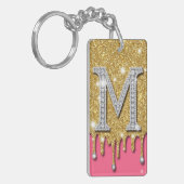 Gold-Diamant-Initiale M Rosa Hintergrund Geschenki Schlüsselanhänger (Vorderseite links)