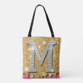 Gold-Diamant-Initiale M Rosa Hintergrund Geschenki Tasche (Rückseite)