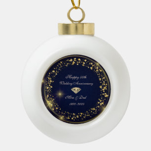 Gold-Diamant-Konfetti 50. Hochzeitstag Keramik Kugel-Ornament
