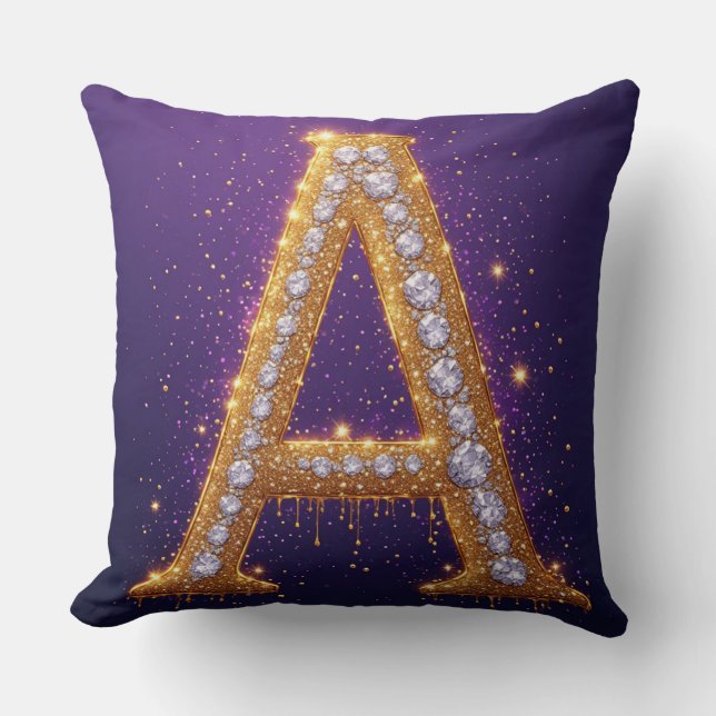 Gold Diamant Monogramm A Initiale Für Geschenke Kissen (Vorderseite)
