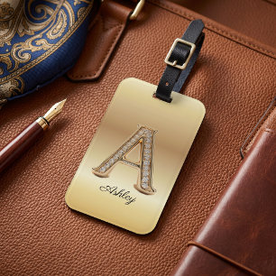 Gold-Diamant-Monogramm Glam Anfangsbuchstabe A Gepäckanhänger