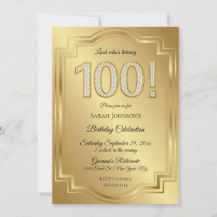 Gold & Diamanten 100. Geburtstagsjubiläum Einladung