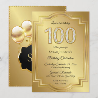 Gold & Diamanten 100. Geburtstagsjubiläum Einladung
