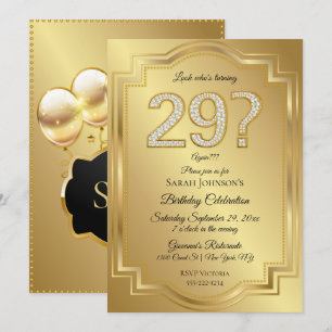 Gold & Diamanten 29. Geburtstag Humor Einladung