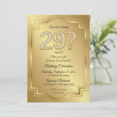 Gold & Diamanten 29. Geburtstag Spaß Einladung (Stehend Vorderseite)