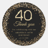 Gold Diamanten 40. Geburtstag Danke Aufkleber (Vorderseite)