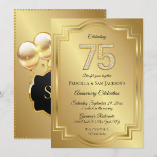 Gold & Diamanten 75. Geburtstagsjubiläum Einladung