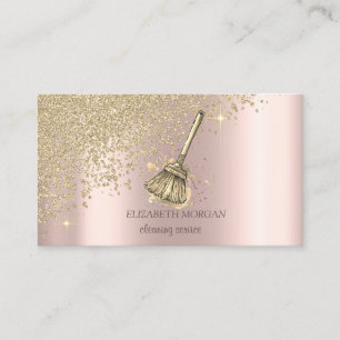 Gold Diamanten Besen Magd Reinigung Roségold Visitenkarte