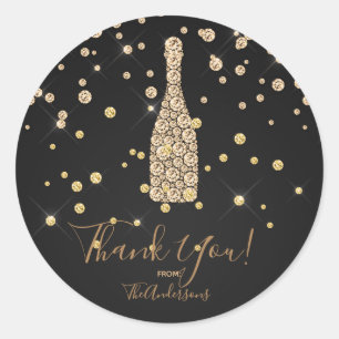 Gold Diamanten Champagner Toast Feier Geschenk Runder Aufkleber