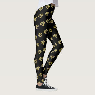 Gold Diamanten Edelstein Chic Brautparty Hochzeit Leggings
