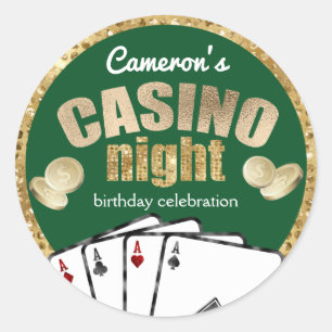 Gold Diamanten Grüne Casino Nachtparty Runder Aufkleber