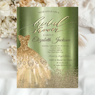 Gold Diamanten Kleid Hellgrün Brause Einladung