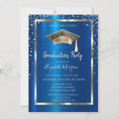 Gold Diamanten, Rahmen, Graduierungskappe Royal Bl Einladung (Vorderseite)