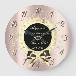 Gold Diamanten Schleife Konfetti Rose Gold Jubiläu Große Wanduhr