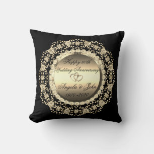 Gold Diamanten Schwarz 50. Hochzeitstag Kissen