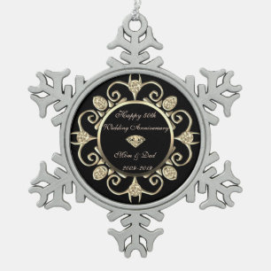 Gold Diamanten Wirbel 50. Hochzeitstag Schneeflocken Zinn-Ornament