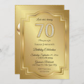 Gold & Diamanten zum 70. Geburtstag Einladung (Vorne/Hinten)
