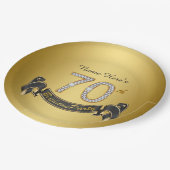 Gold Diamond 70. Geburtstagsparty Pappteller (Schrägansicht)