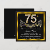 Gold Diamond 75. Geburtstagsparty Einladung (Vorne/Hinten)