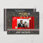 Gold Diamond 75. Hochzeitstag Schwarzer Woven Einladung (Vorne/Hinten)